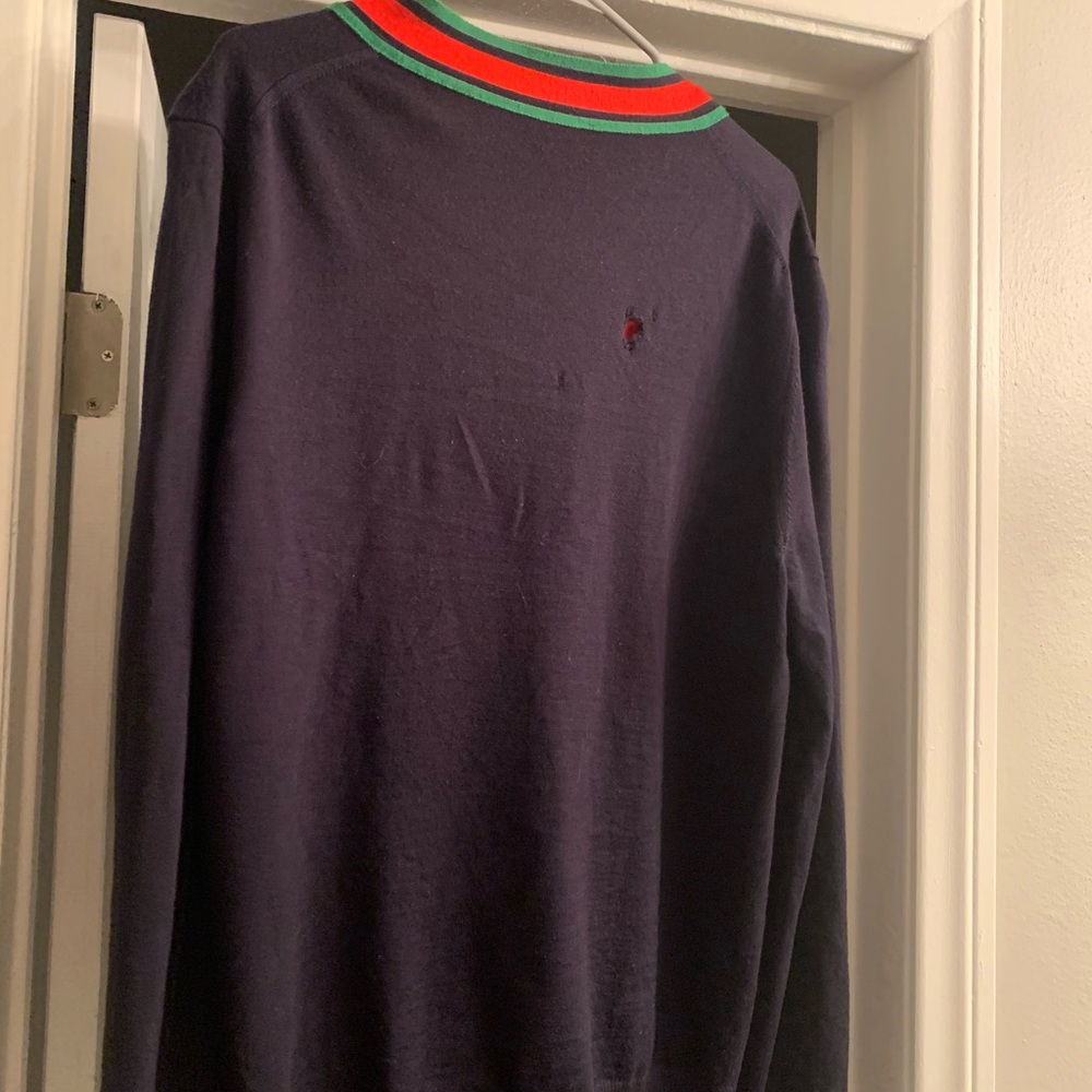 Gucci Slim-Fit Webbing-trimmed wool cardigan